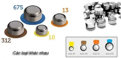 kich thước các loại pin máy trợ thính