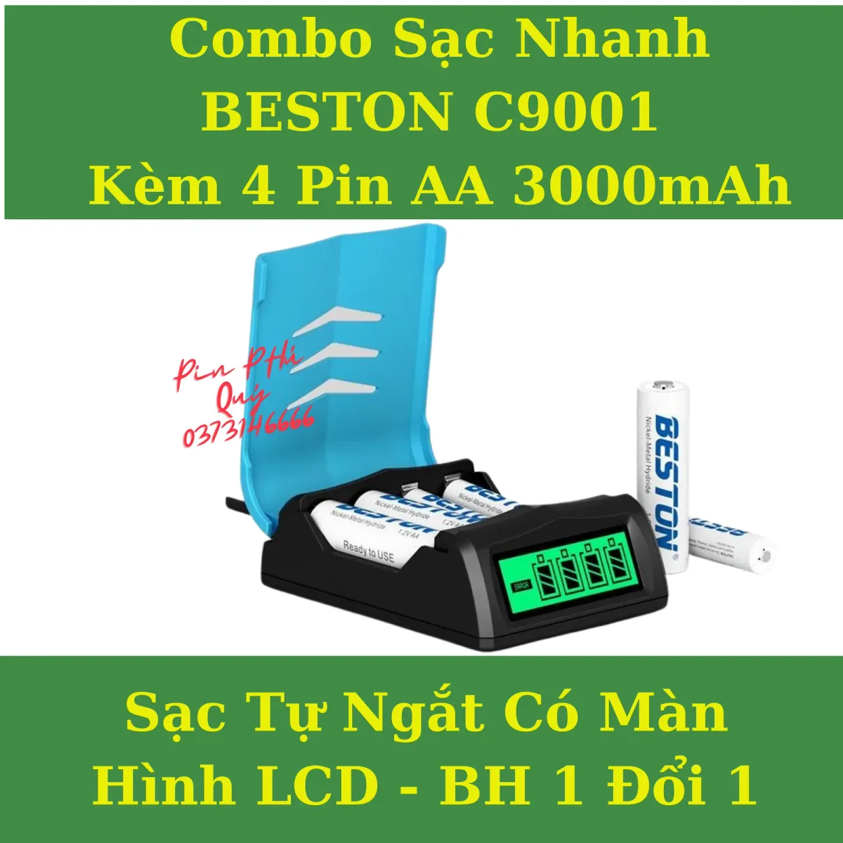 Beston Fast Charger C9001 High Quality LCD Display for AA AAA Ni-MH Battery - Pin Phú Quý