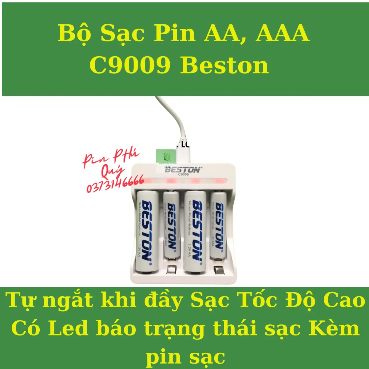 Beston SET C9009 Charger + AA AAA Nimh Battery 1200mah 1300mah 3000mah 3300mah BST-C9009 - Pin Phú Quý