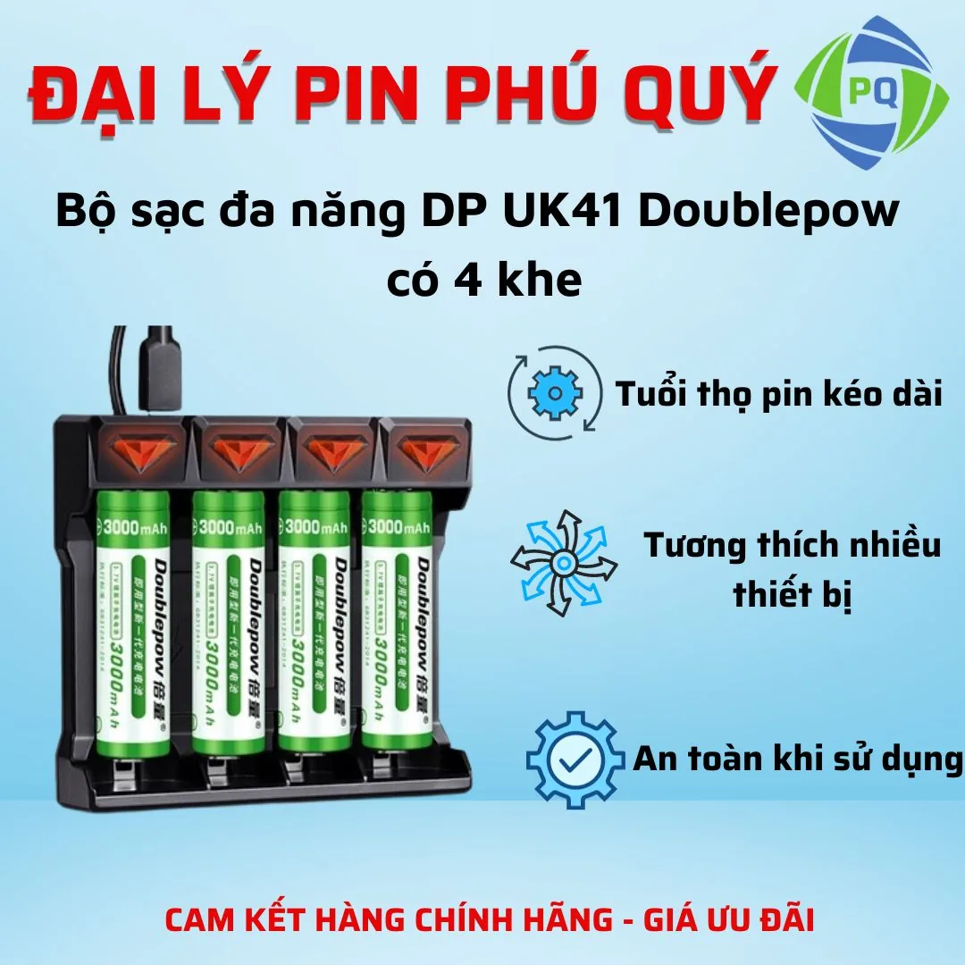 Bộ sạc đa năng DP UK41 Doublepow có 4 khe