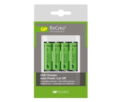 Bộ Sạc Kèm 4 Pin AA 2000mah Tự Ngắt GP Recyko - Pin Phú Quý