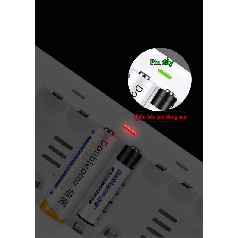 Bộ sạc pin aa aaa 8 pin doublepow
