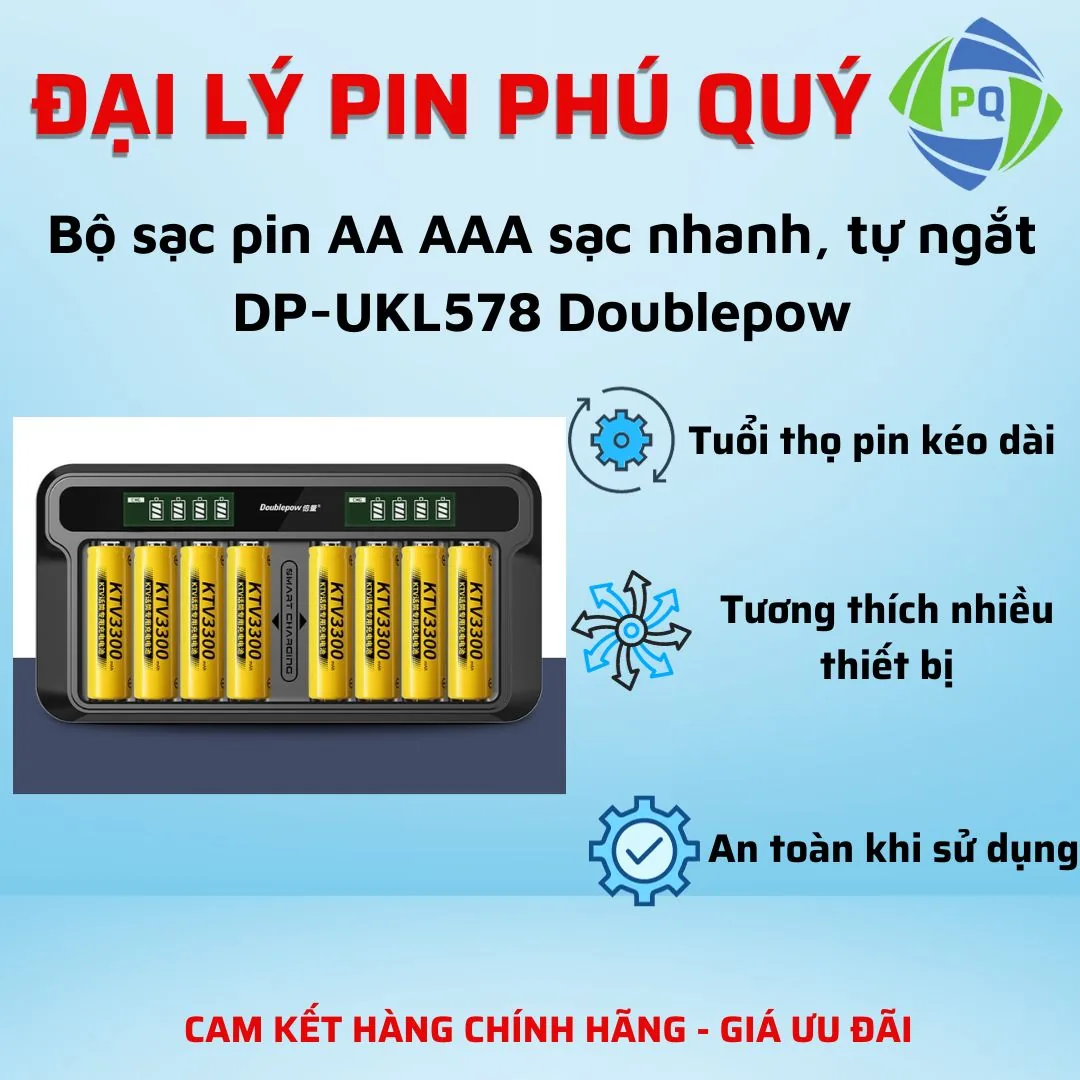 Bộ sạc pin AA AAA sạc nhanh, tự ngắt DP-UKL578 Doublepow