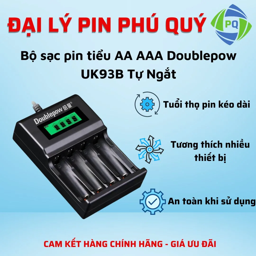 Bộ sạc pin tiểu AA AAA Doublepow Uk93b Tự Ngắt