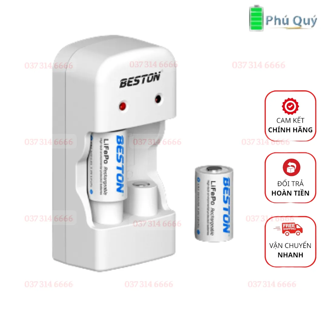 Bộ sạc pin+pin sạc CR2 beston pin dùng cho máy đo khoảng cách - Pin Phú Quý