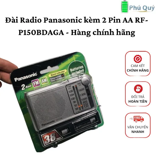 Đài Radio Panasonic kèm 2 Pin AA RF-P150BDAGA – Hàng chính hãng - Pin Phú Quý