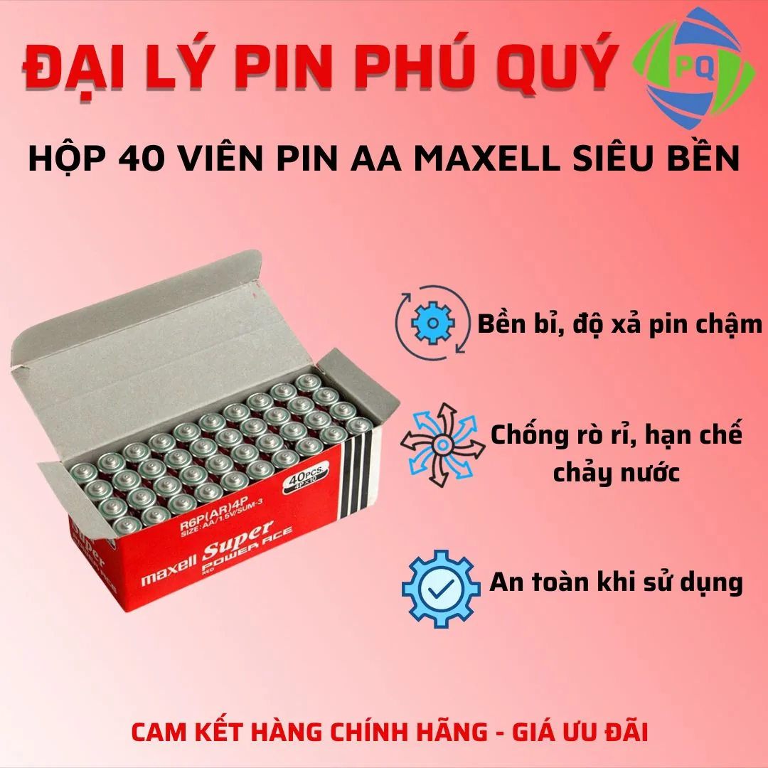 Hộp 40 Viên Pin AA (Pin Tiểu) Maxell Siêu Bền – Hàng nhập khẩu - Pin Phú Quý
