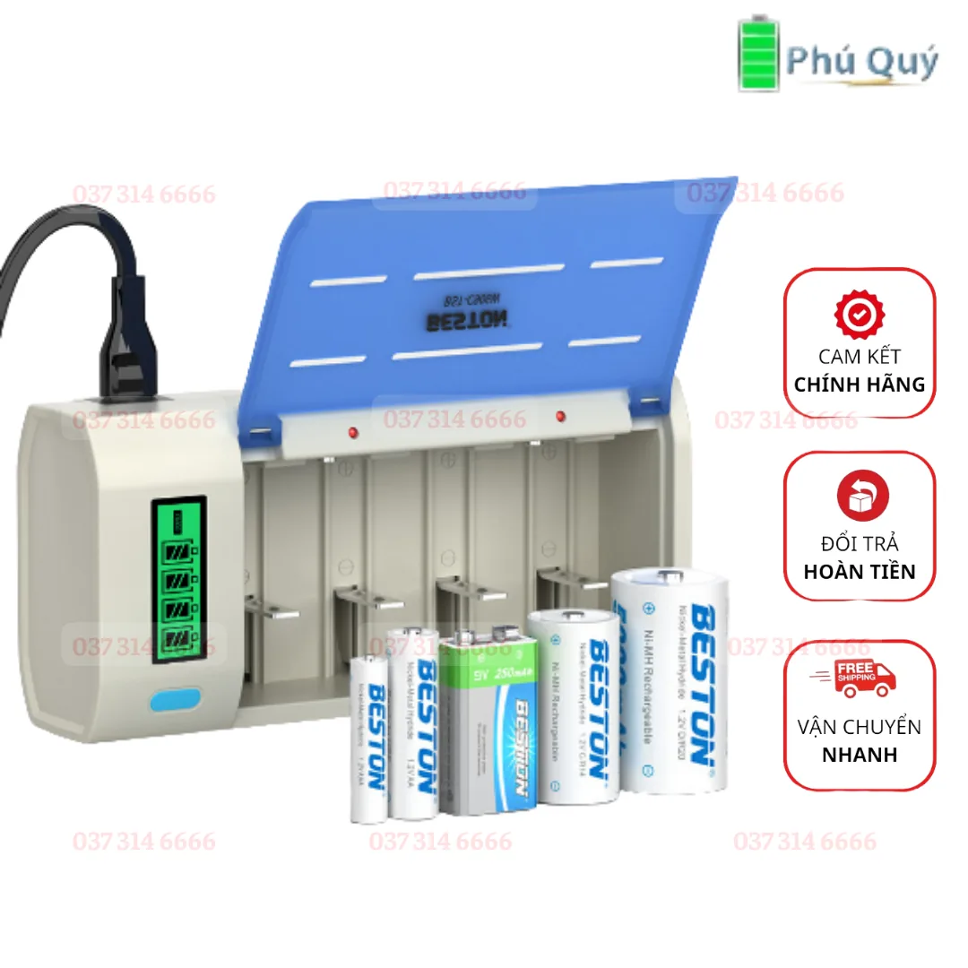 Máy sạc pin Beston đa năng dùng cho Pin AA-AAA-C-D - Pin Phú Quý