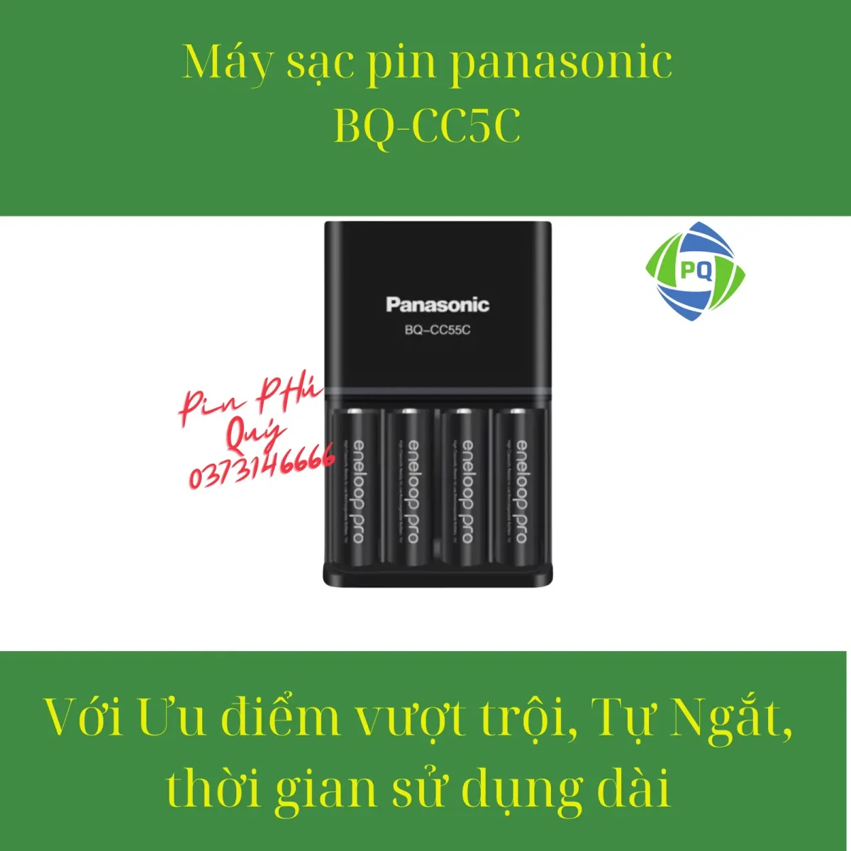 Máy sạc pin panasonic BQ-CC55  khe sạc 4 - Pin Phú Quý