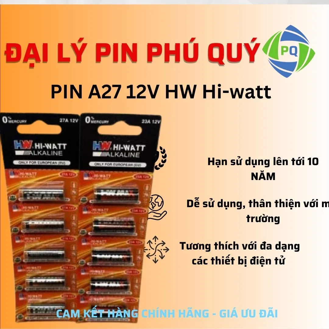 Pin A27 12V Hi-Watt – Pin Cửa Cuốn Hàng Chính Hãng - Pin Phú Quý