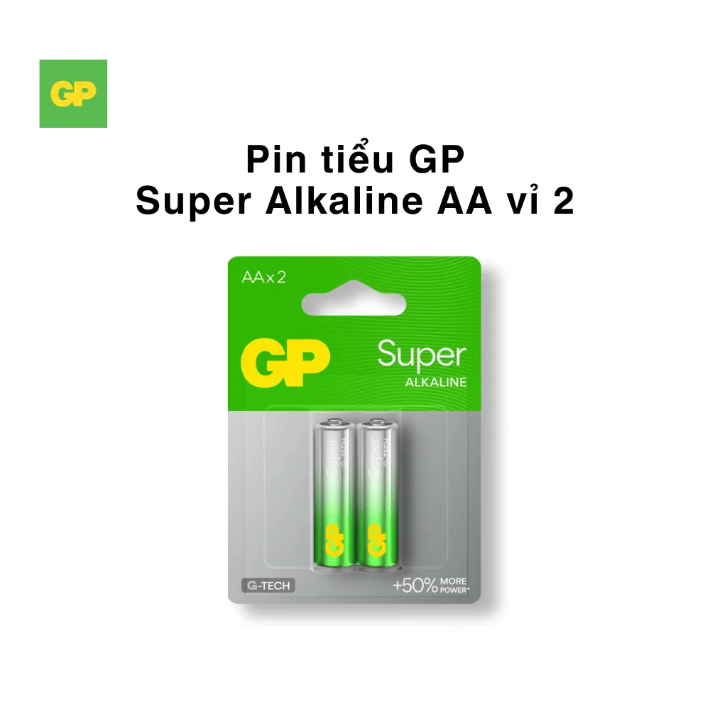 Pin AA Alkaline GP 15A-2U2 vỉ 2 viên 1,5v - Pin Phú Quý