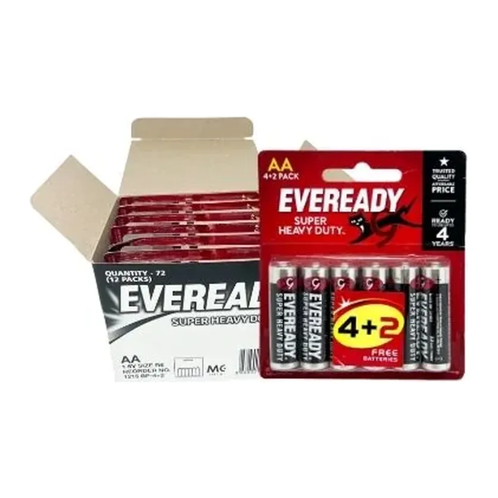 Pin AA Eveready Super Heavy Duty 1215 BP4+2 1,5V hộp 72 viên