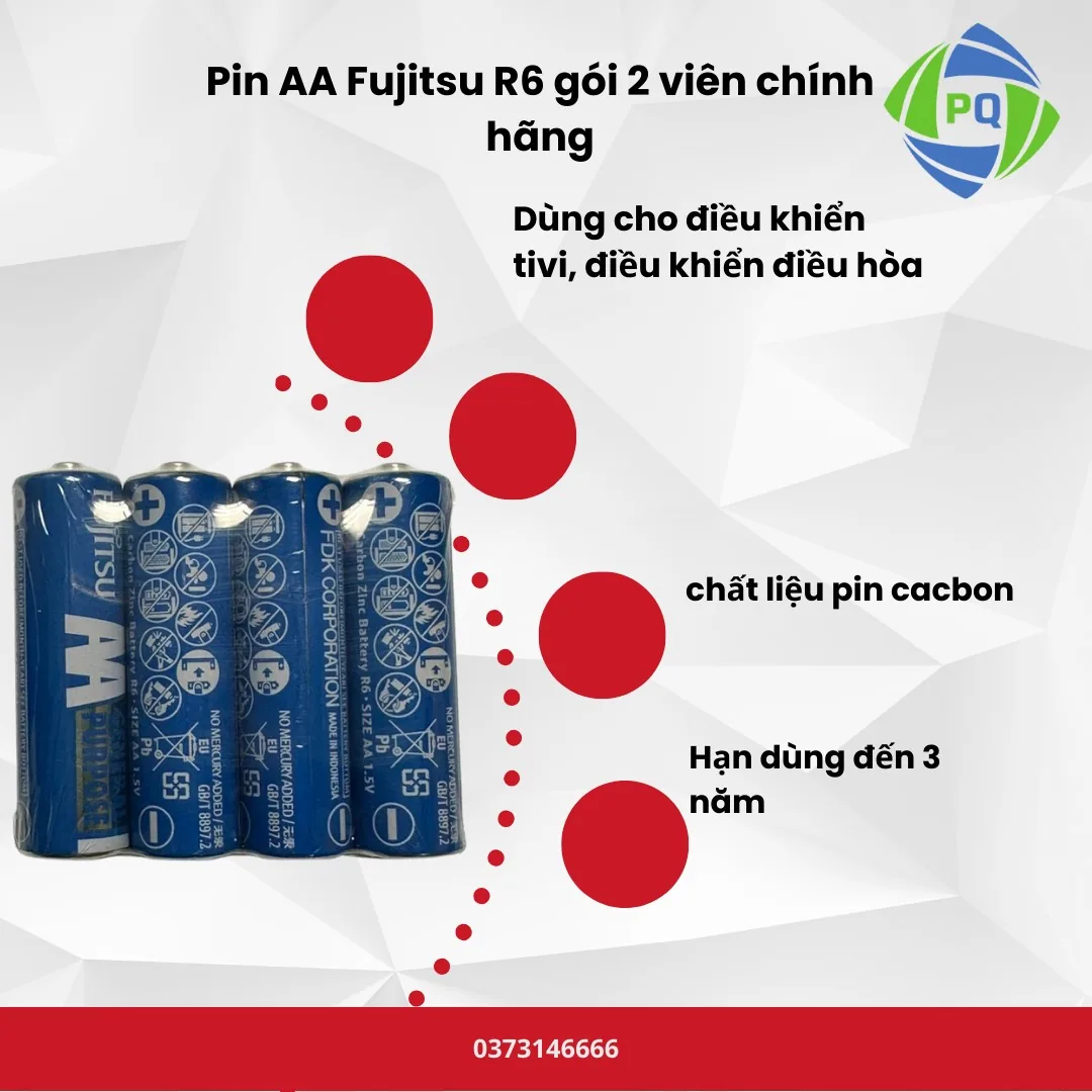 pin fujitsu aa cacbon r6 gói 2 viên