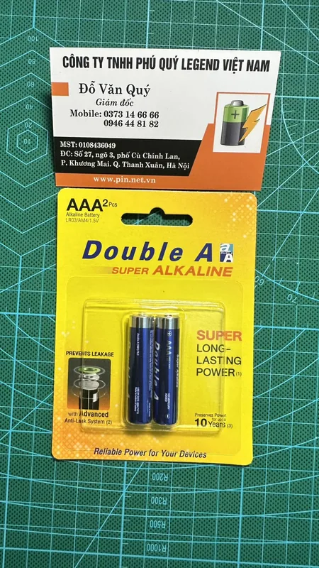 Pin AAA Double A Vỉ 2 viên (Pin đũa) - Pin Phú Quý