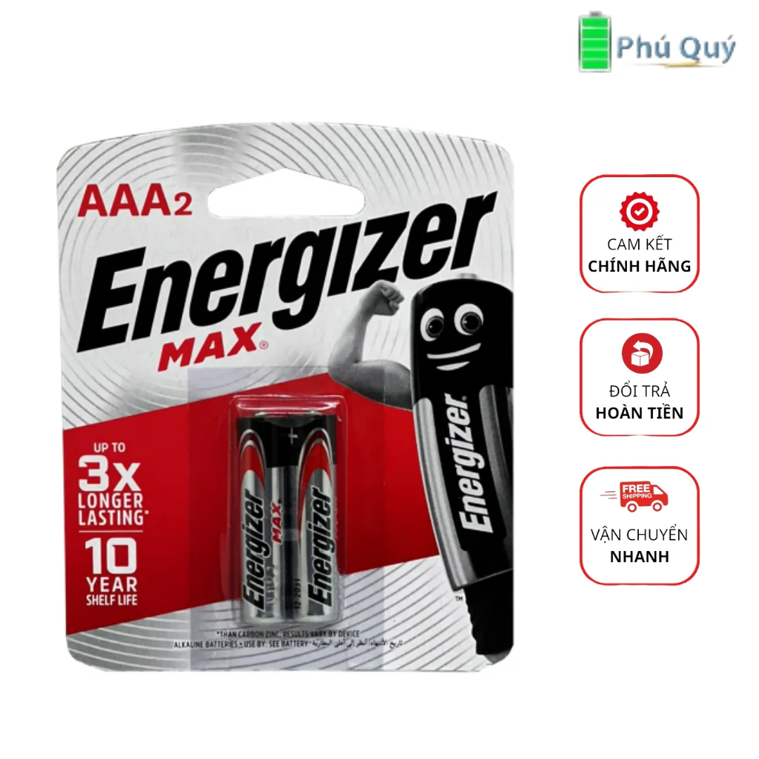 Pin AAA Energizer vỉ 2 viên - Pin Phú Quý