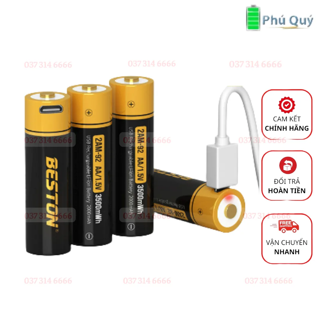 Pin beston AA 3500mAh pin lithium 1.5V áp suất không đổi sạc nhanh US - Pin Phú Quý