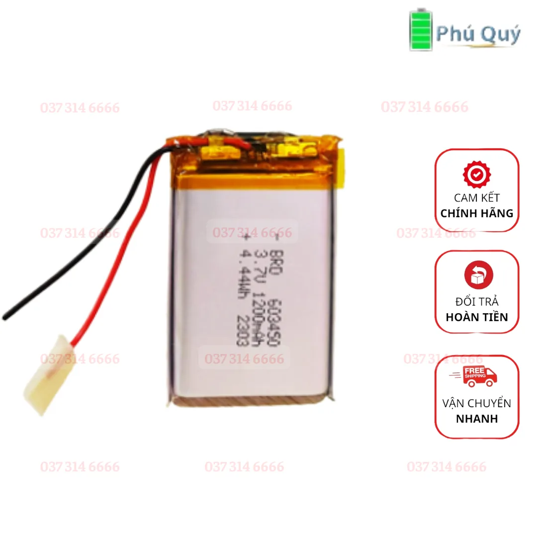 Pin CAMERA HÀNH TRÌNH Pin sạc 3.7v Lipolymer 603450 (1200mAh, 6mmx34mmx50mm) /Đã gắn sẳn mạch sạc - Pin Phú Quý