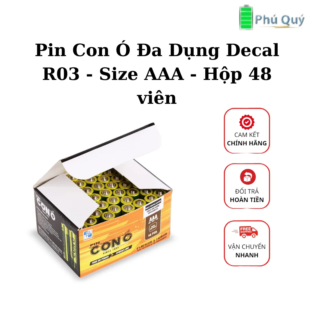 Pin Con Ó Đa Dụng Decal R03 – Size AAA – Hộp 48 viên - Pin Phú Quý