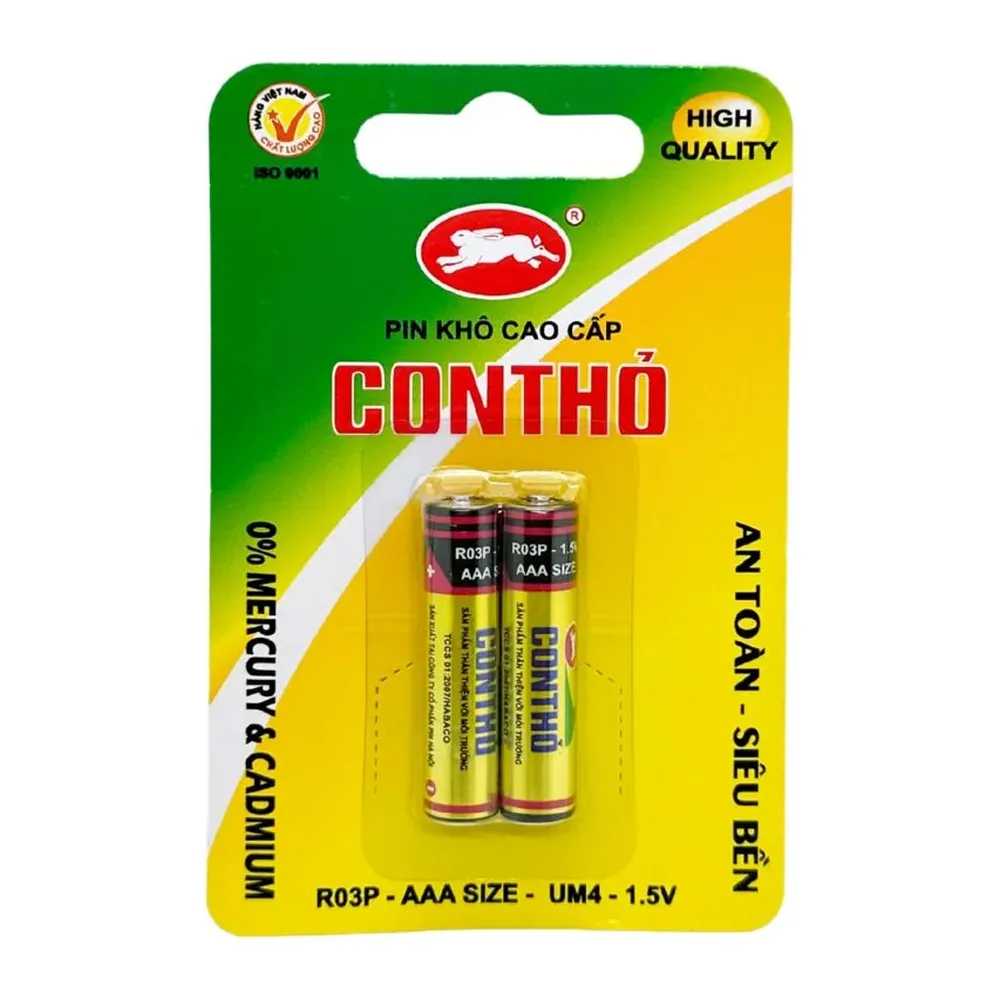 Pin Con Thỏ AAA R03P nhãn nhôm vàng vỉ giấy 2