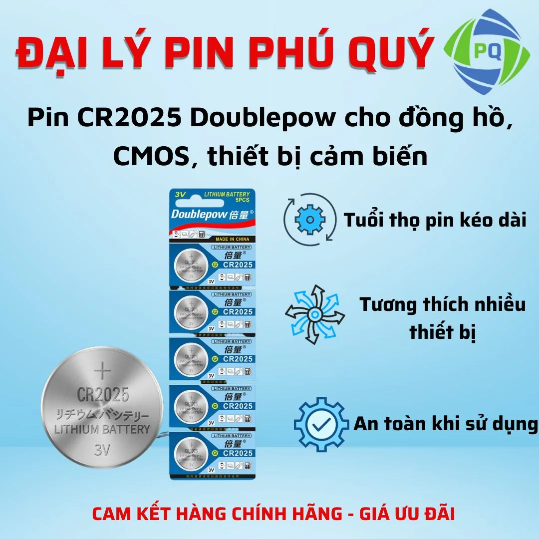 Pin CR2025 Doublepow cho đồng hồ đeo tay, CMOS,… - Pin Phú Quý