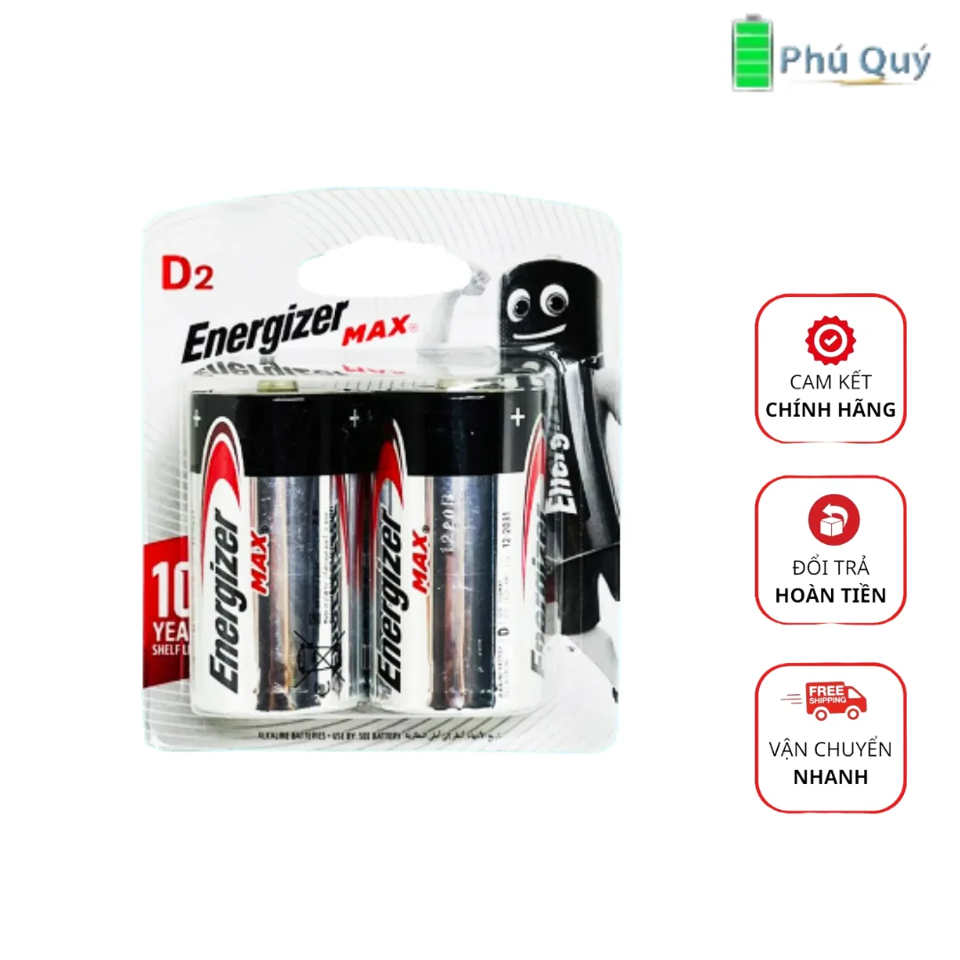 Pin đại Energizer D E95 vỉ 2 viên - Pin Phú Quý