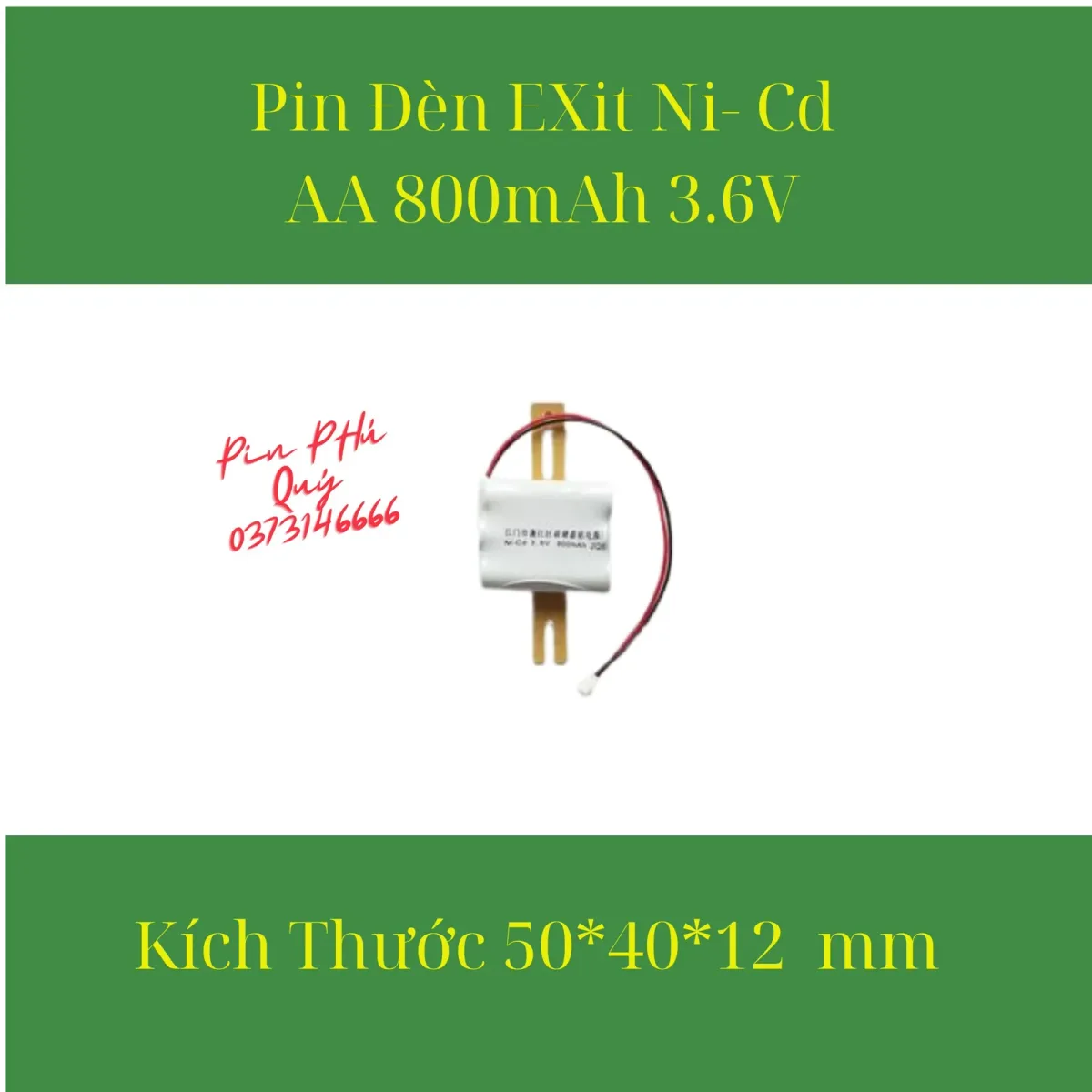 Pin đèn exit Ni-Cd sc 800mAh 3.6V - Pin Phú Quý