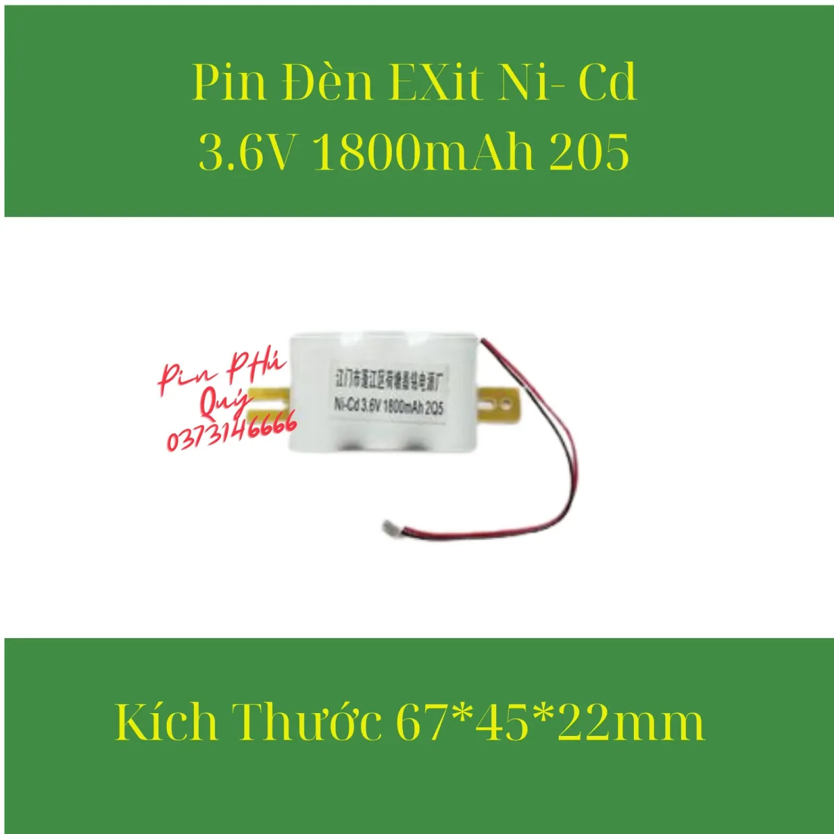 Pin Đèn Exit Ni – Cd sc 1800mAh 3.6V - Pin Phú Quý
