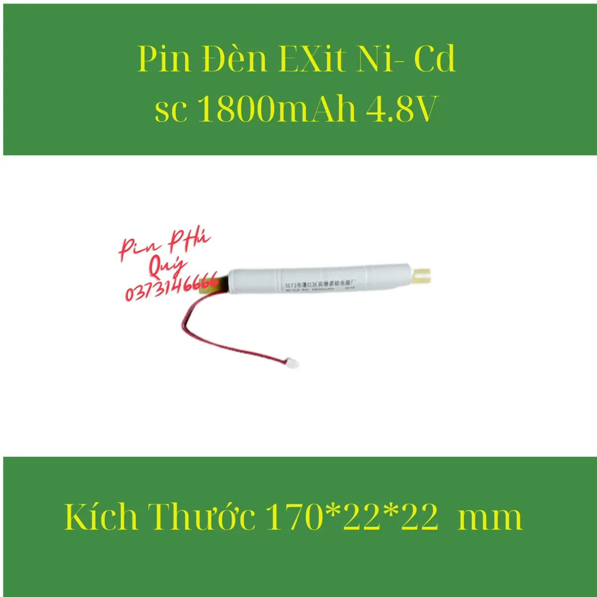 Pin đèn exit Ni-Cd sc 1800mAh 4.8V - Pin Phú Quý