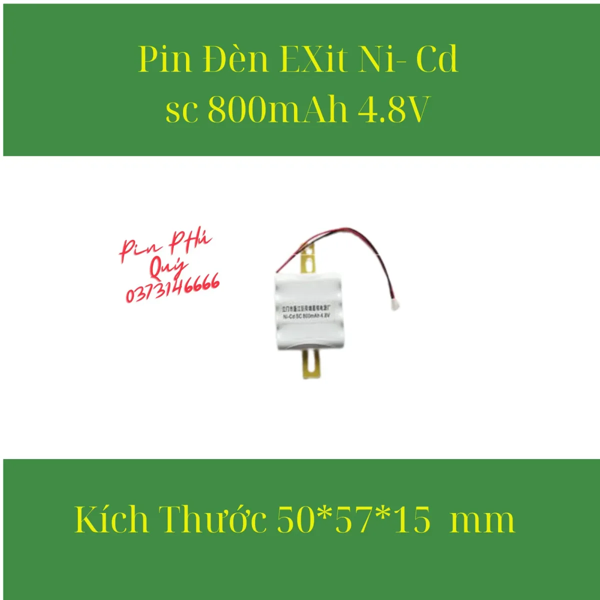 Pin đèn exit Ni-Cd sc 800mAh 4.8V - Pin Phú Quý