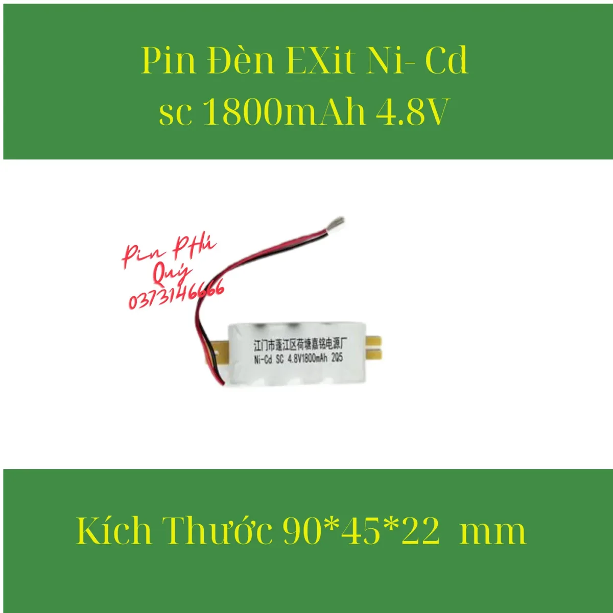 Pin đèn exit Ni-Cd sc 1800mAh 4.8V - Pin Phú Quý