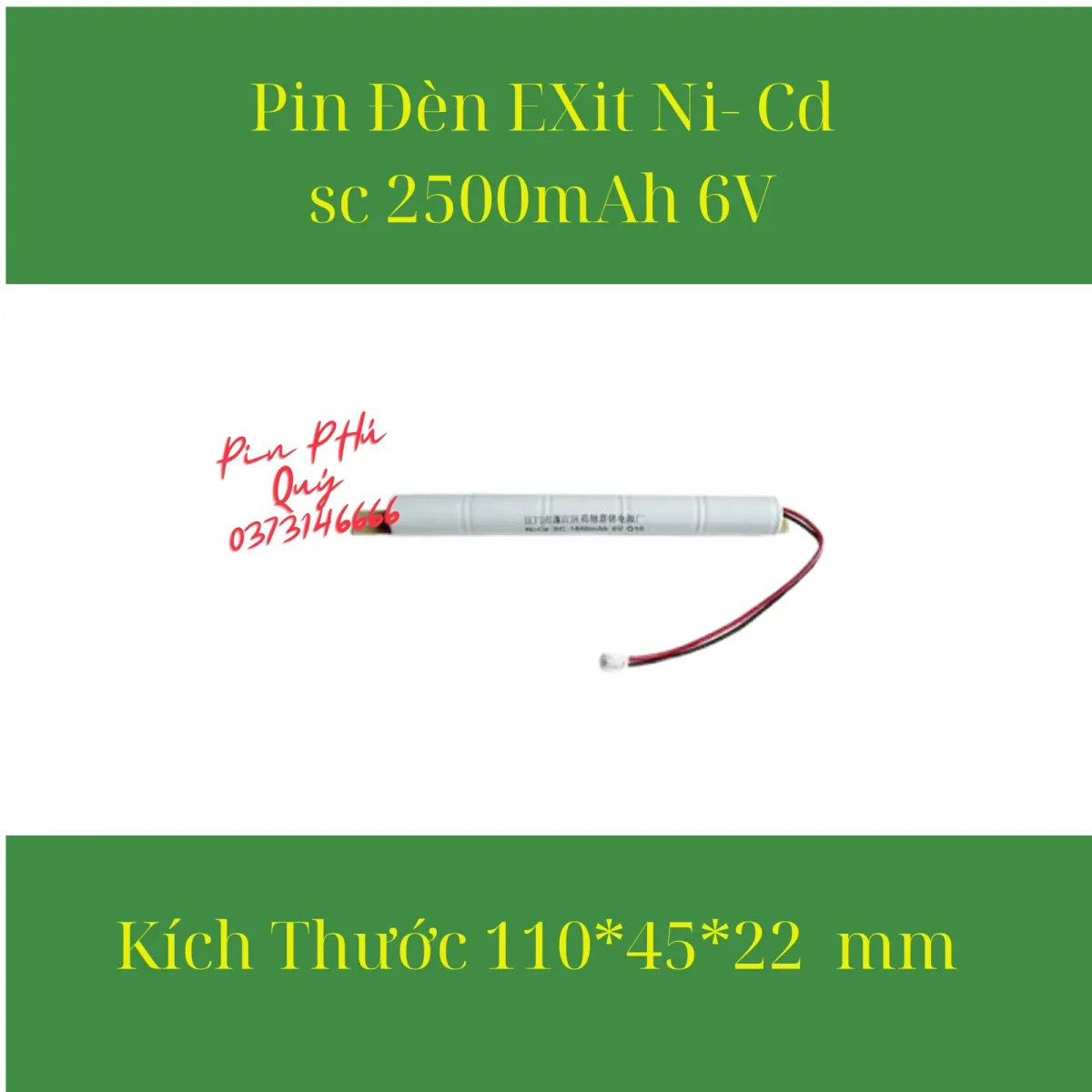 Pin đèn exit Ni-Cd sc 2500mAh 6V - Pin Phú Quý