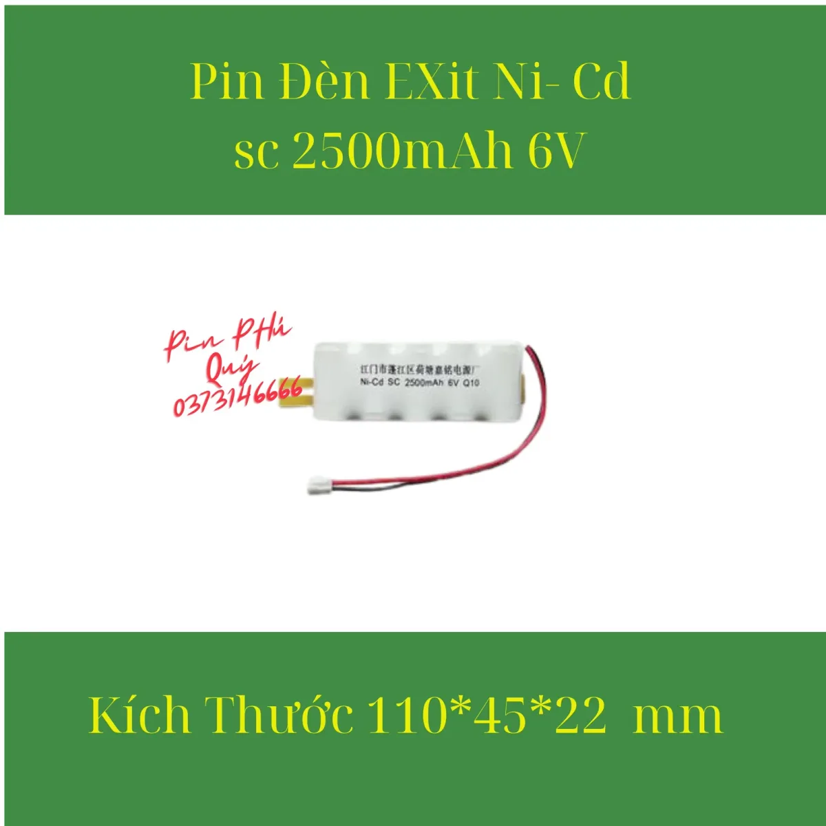 Pin Đèn Exit Ni – Cd sc 2500mAh 6V - Pin Phú Quý