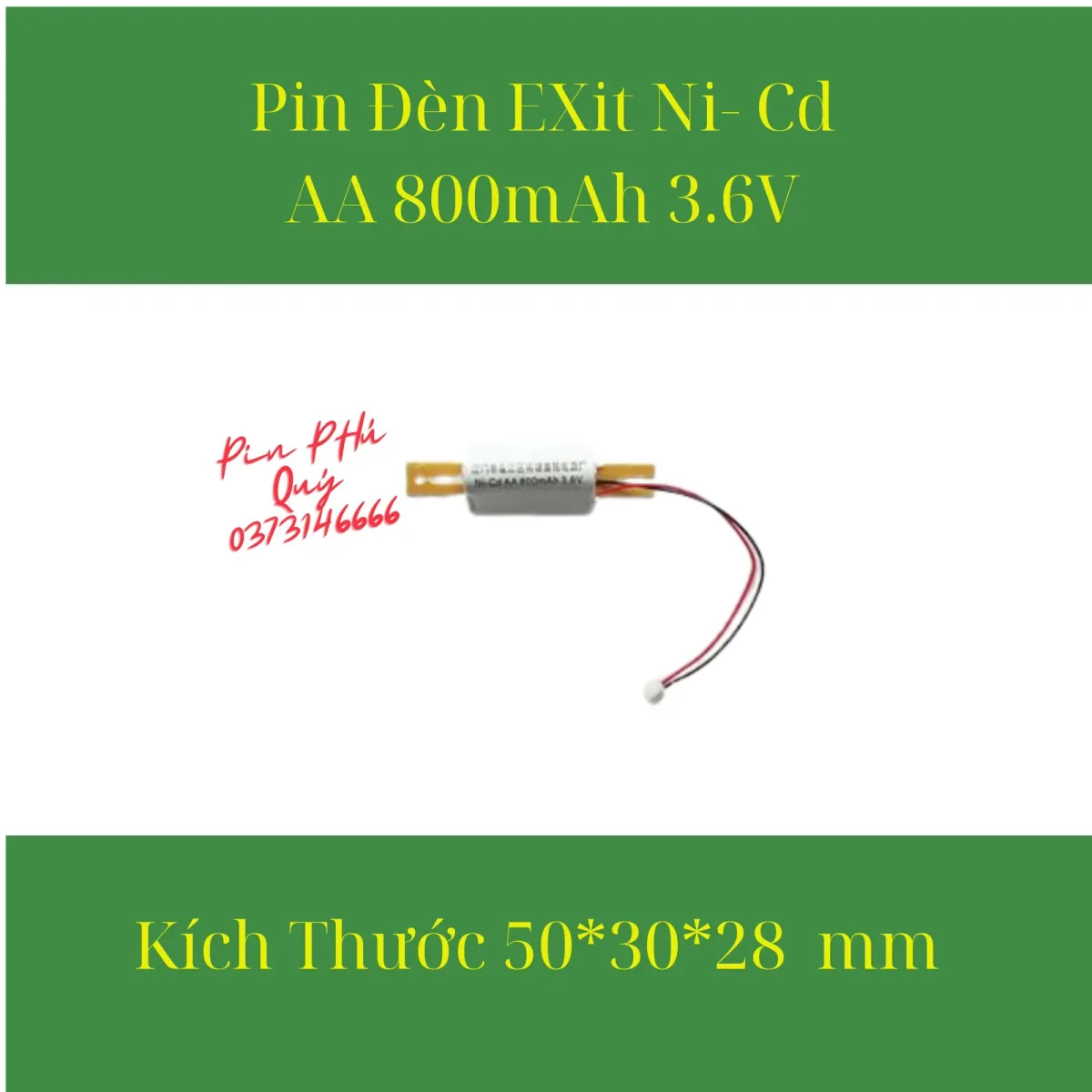 Pin đèn exit Ni-Cd sc 800mAh 3.6V - Pin Phú Quý