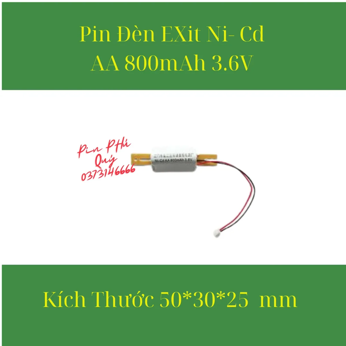 Pin Đèn Exit Ni – Cd sc 800mAh 3.6V - Pin Phú Quý