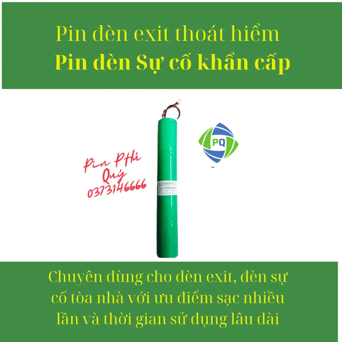 Pin đèn Exit thoát hiểm 2.4v AAA350mAh, Pin đèn sự cố khẩn cấp 2.4v AAA350mAh - Pin Phú Quý