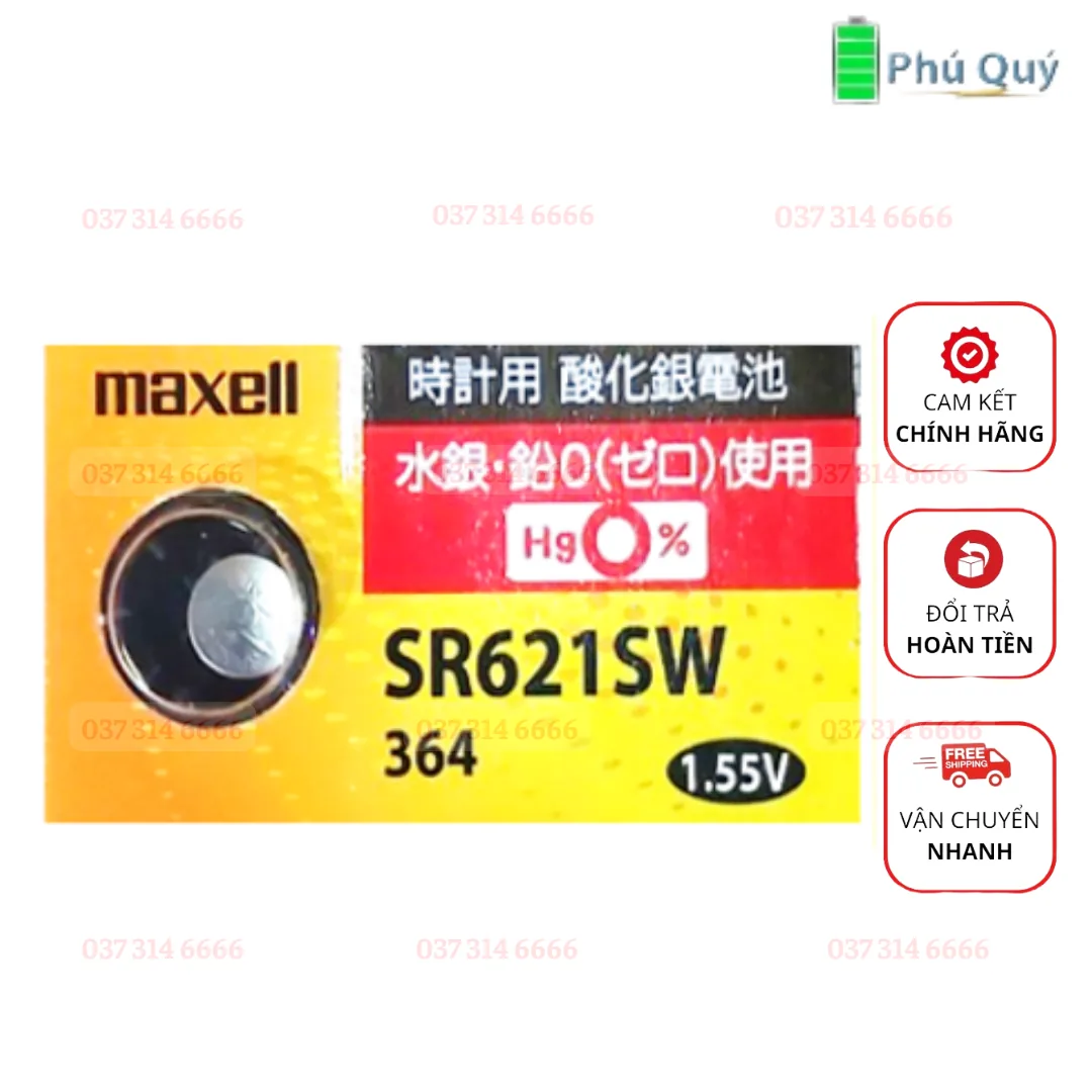 Pin đồng hồ đeo tay 1.55v Silver Oxide Maxell PRO SR621SW, Pin 364 - Pin Phú Quý