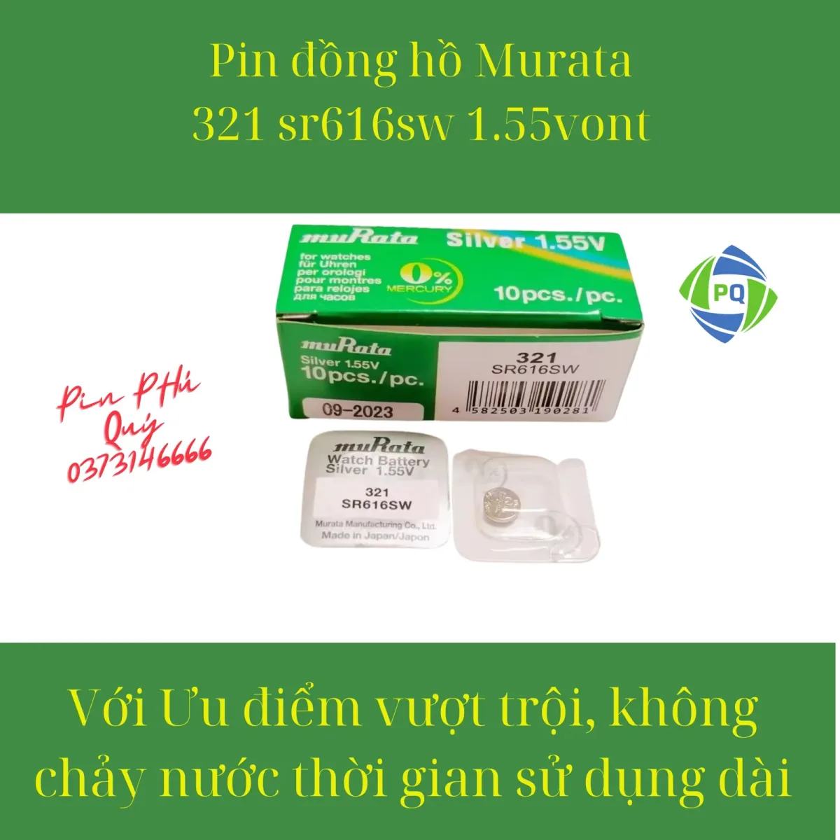 Pin đồng hồ MuRata SR616SW _Pin 321 1.55vont Chính hãng made in Japan - Pin Phú Quý