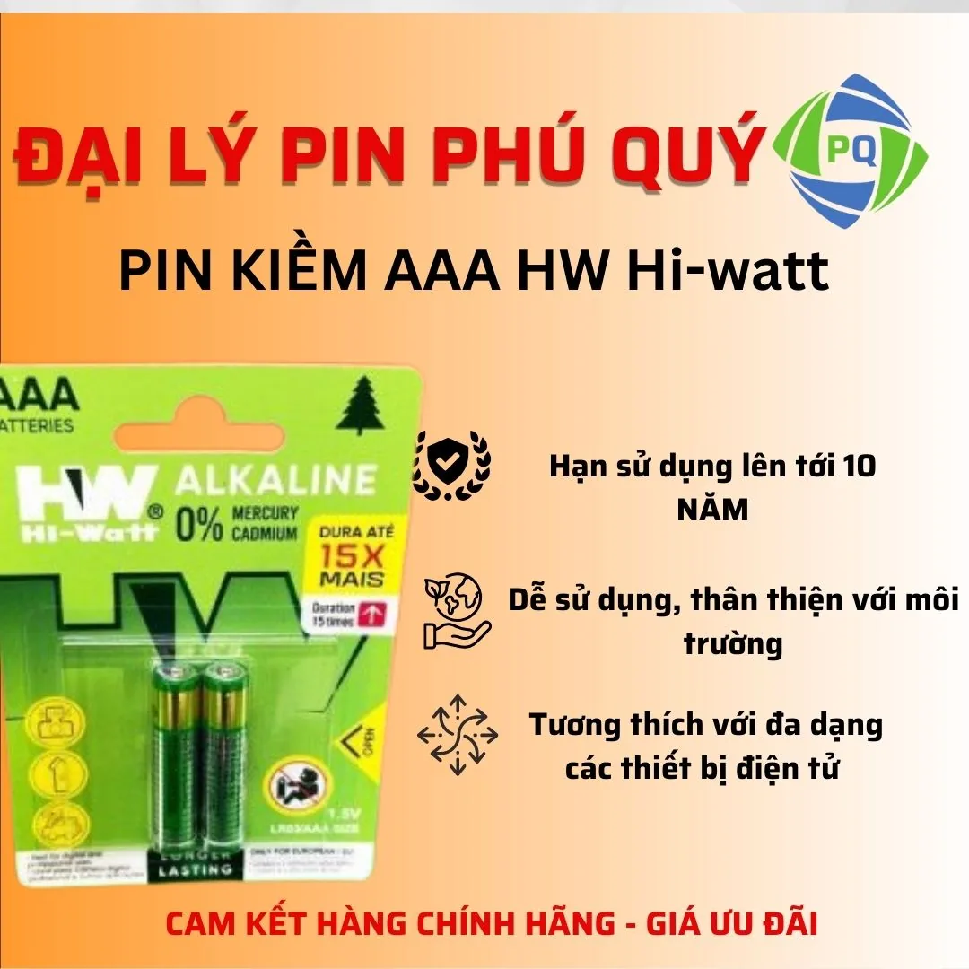 Pin Hi-Watt AAA Alkaline 1.5v Hàng Chính Hãng - Pin Phú Quý