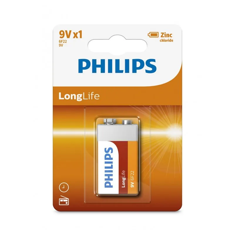 Pin kẽm 9V 6F22L1B Philips giá tốt (Vỉ 1 viên) - Pin Phú Quý