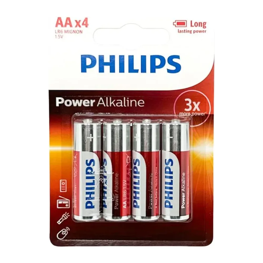 Pin kiềm Alkaline AA LR6P4B Philips (Vỉ 4 viên)