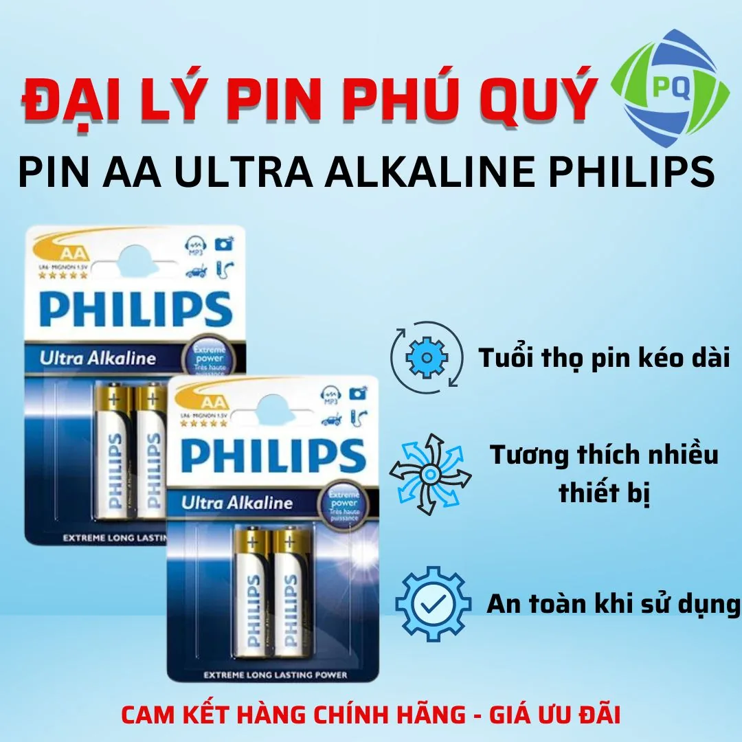 Pin Ultra Alkaline AA Philips LR6E2B/10 chính hãng - Pin Phú Quý