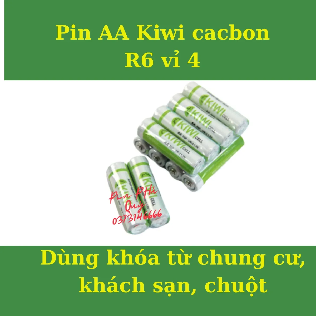 Pin KiWi AA Heavy Duty R6P gói 4 viên chính hãng - Pin Phú Quý