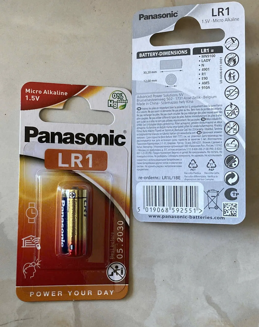 pin e90 panasonic lr1 1.5v