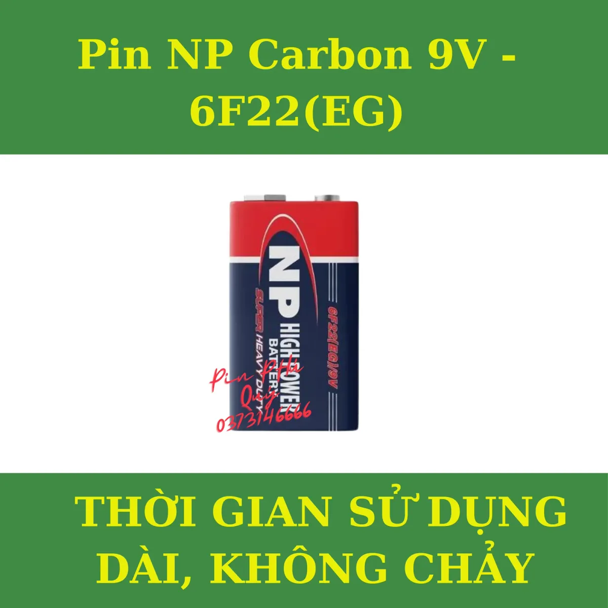 Pin NP 9V cacbon gói 1 viên - Pin Phú Quý