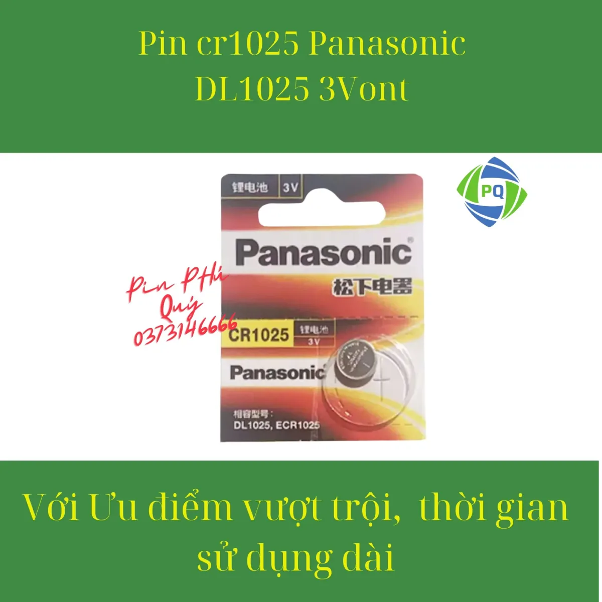 Pin Panasonic CR1025 3vont chính hãng, giá rẻ - Pin Phú Quý