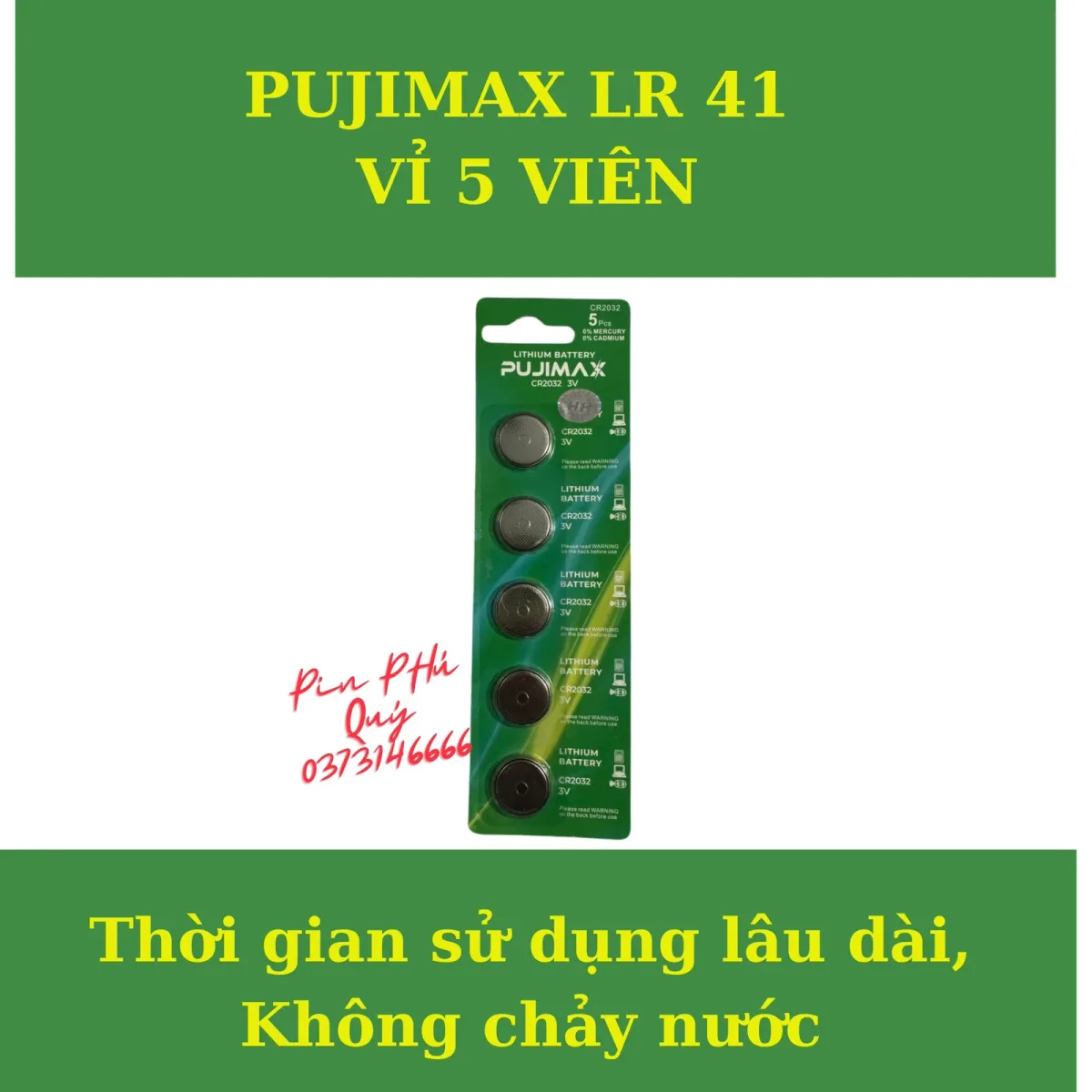 Pin PUJIMAX LR41 vỉ 5 chính hãng - Pin Phú Quý