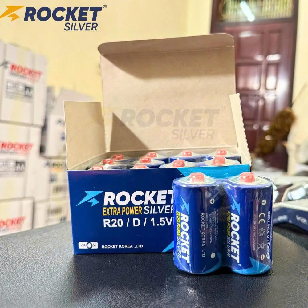 Pin Rocket Silver R20 Size D vỉ 2 viên