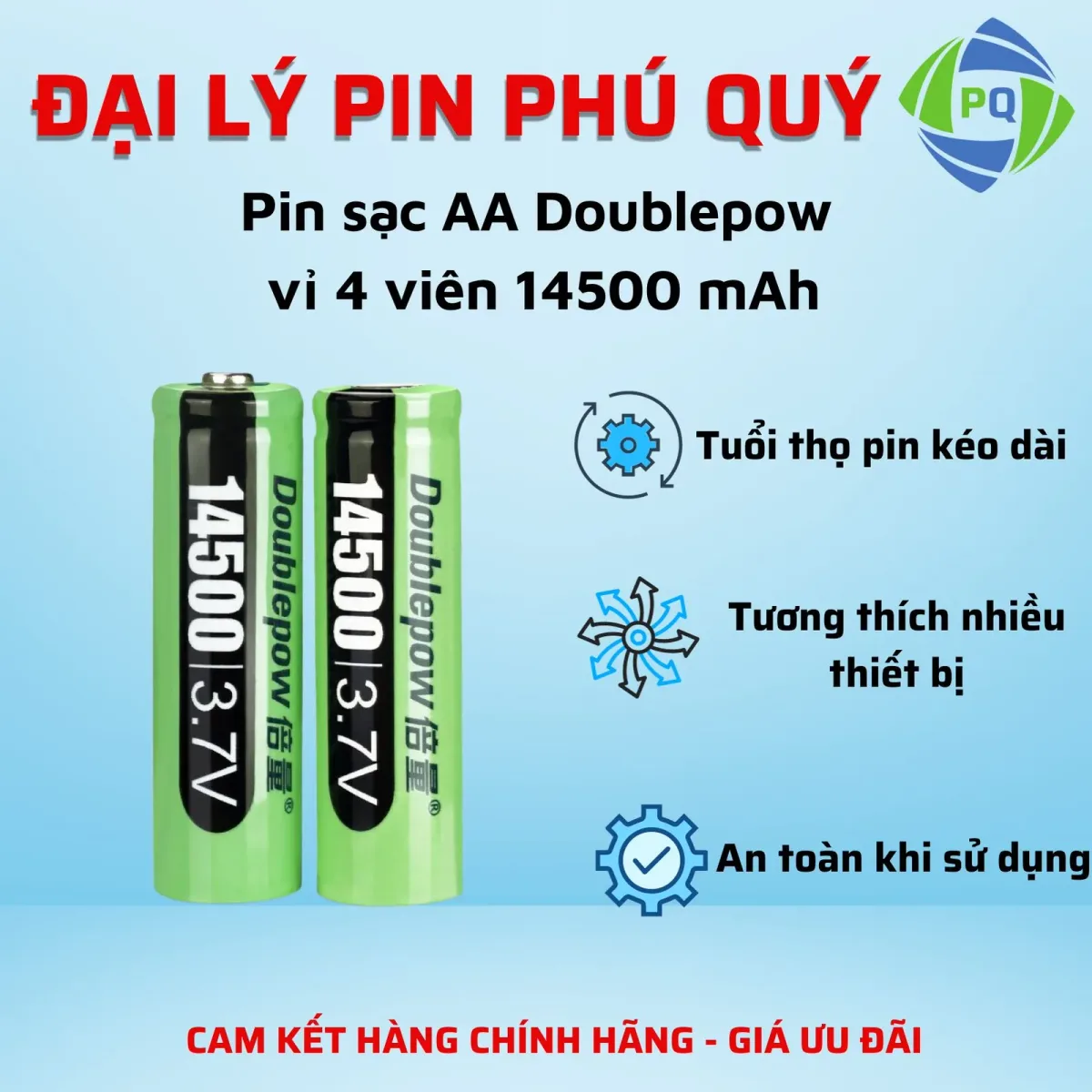 pin sạc 14500 3.7V Doublepow