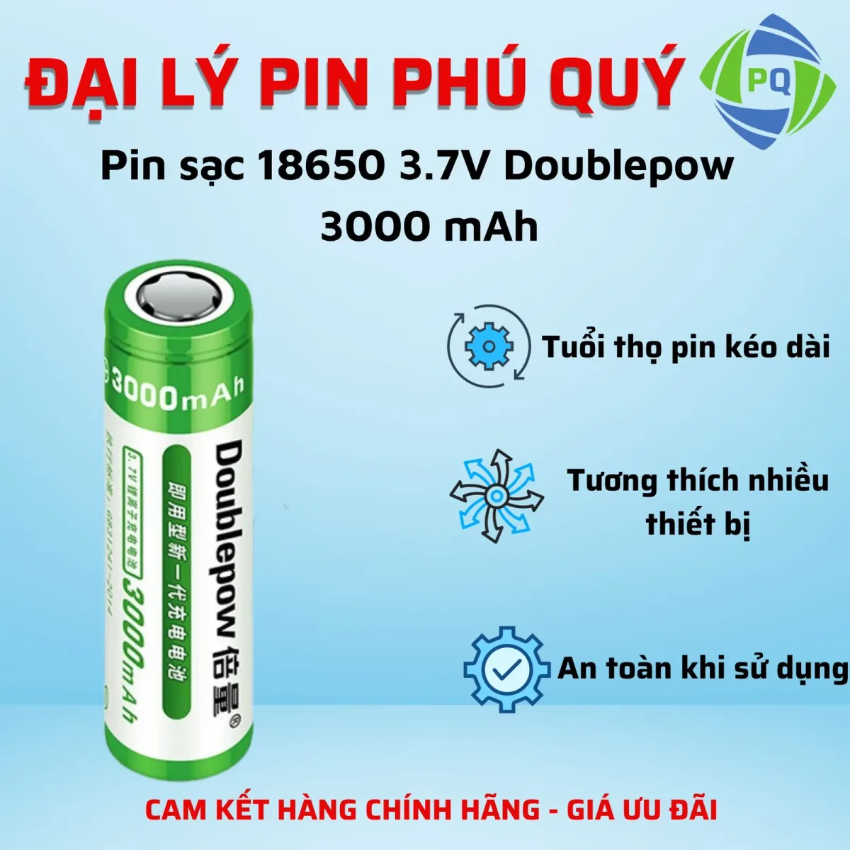 Pin sạc 18650 3.7V Doublepow