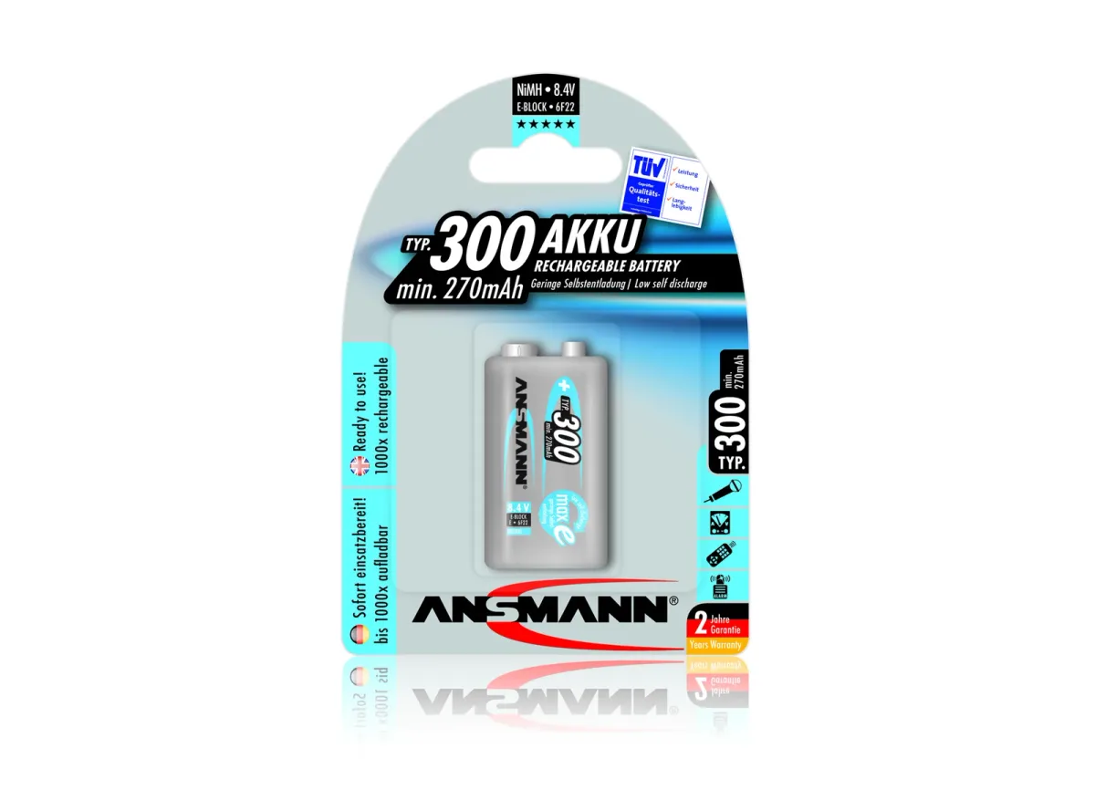 Pin Sạc 9v Ansmann 300mah Màu Đen - Pin Phú Quý